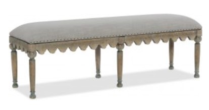 Modern French Belgian style upholstered bench - Hooker Furniture.