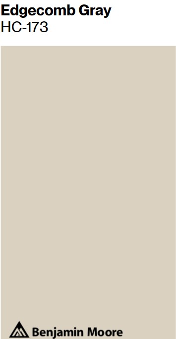 Benjamin Moore Edgecomb Gray paint color swatch. #edgecombgray