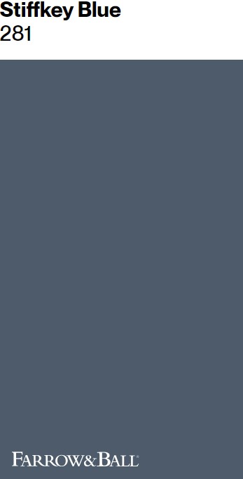 Farrow & Ball Stiffkey Blue paint color swatch.