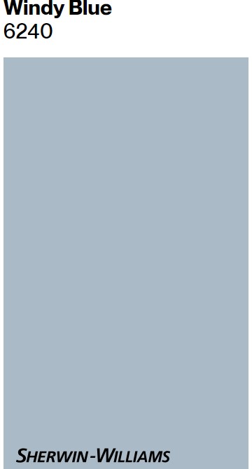 Sherwin Williams Windy Blue paint color swatch. #windyblue #sherwinwilliamswindyblue