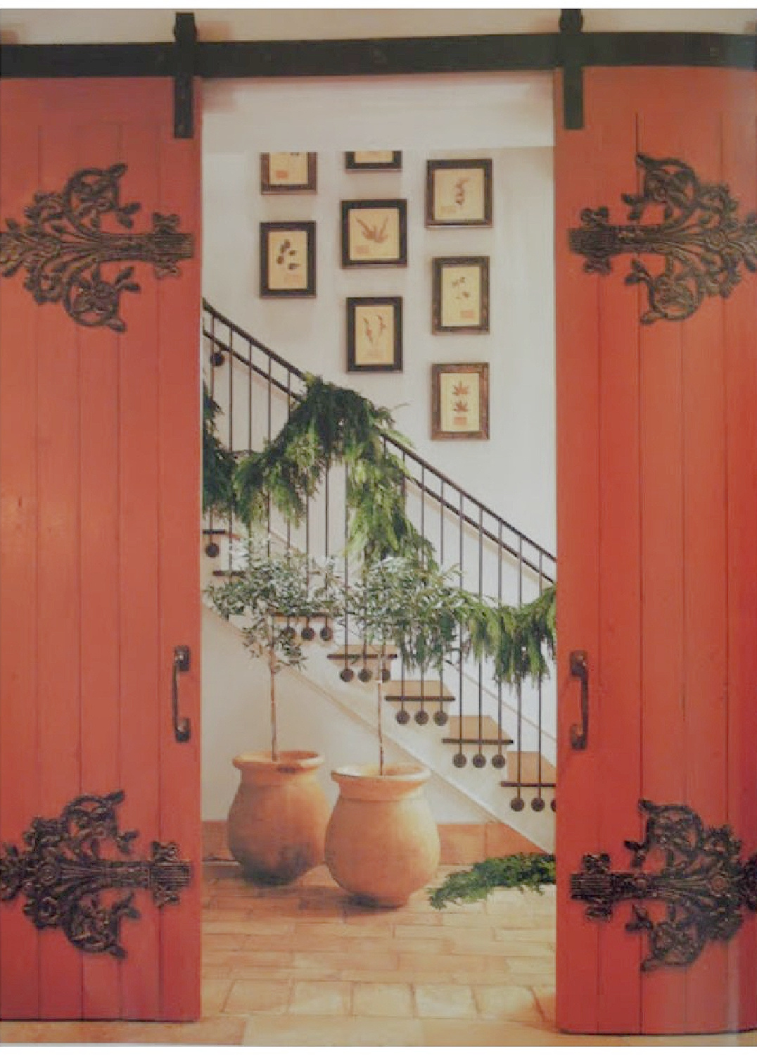 Pamela Pierce Christmas decor in her own home - Veranda. #pamelapierce #modernfrench #frenchcountrychristmas