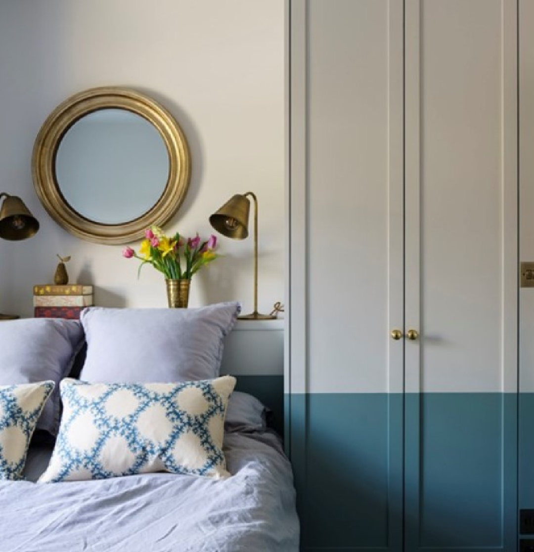 Ammonite (Farrow & Ball) paint color in a bedroom. #farrowandballammonite