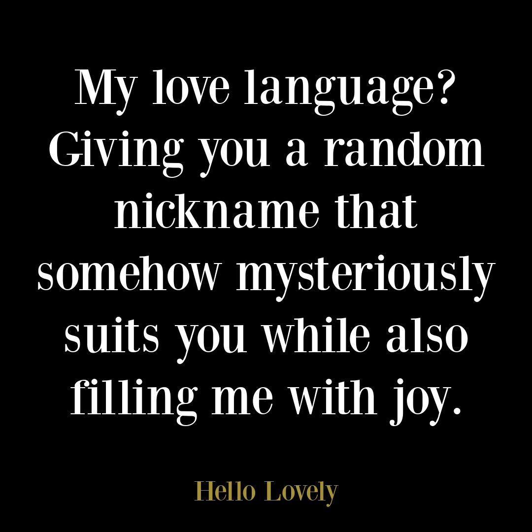 Funny quote about love languages, friendship and nicknames on Hello Lovely Studio. #sillyfriendshipquote #friendshipquotes #relationshipquotes #funnyfriendshipquote