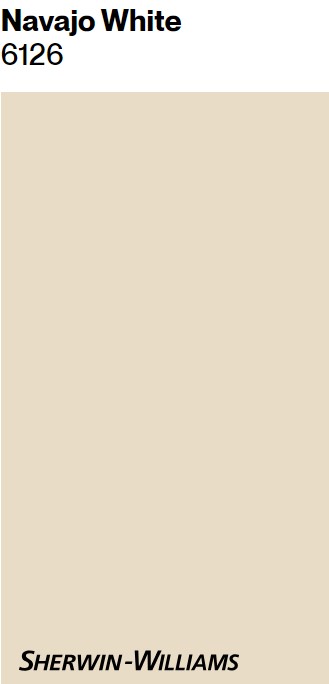 Sherwin-Williams Navajo White paint color swatch. #swnavajowhite #sherwinwilliamsnavajowhite
