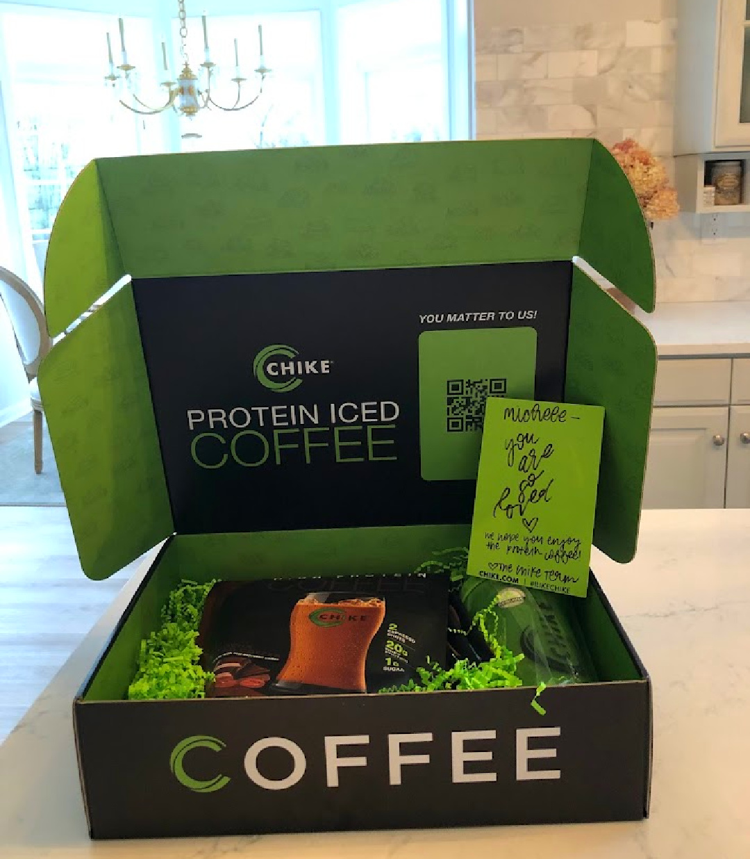 Chike High Protein Iced Coffee (so delish!) and Shaker is packaged perfectly and makes me smile - Hello Lovely Studio. #chike #icedcoffee #coffeegifts