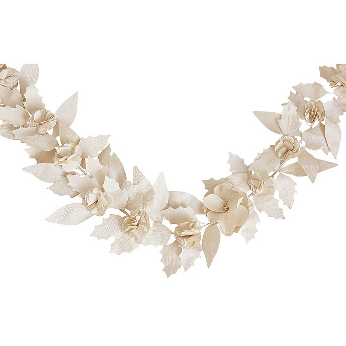 White paper floral garland, Ballard Designs. #papergarlands #Christmasgarlands