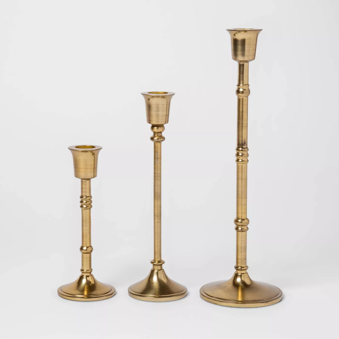 3pc Taper Candle Holder Set Gold - Threshold™ - image 1 of 6