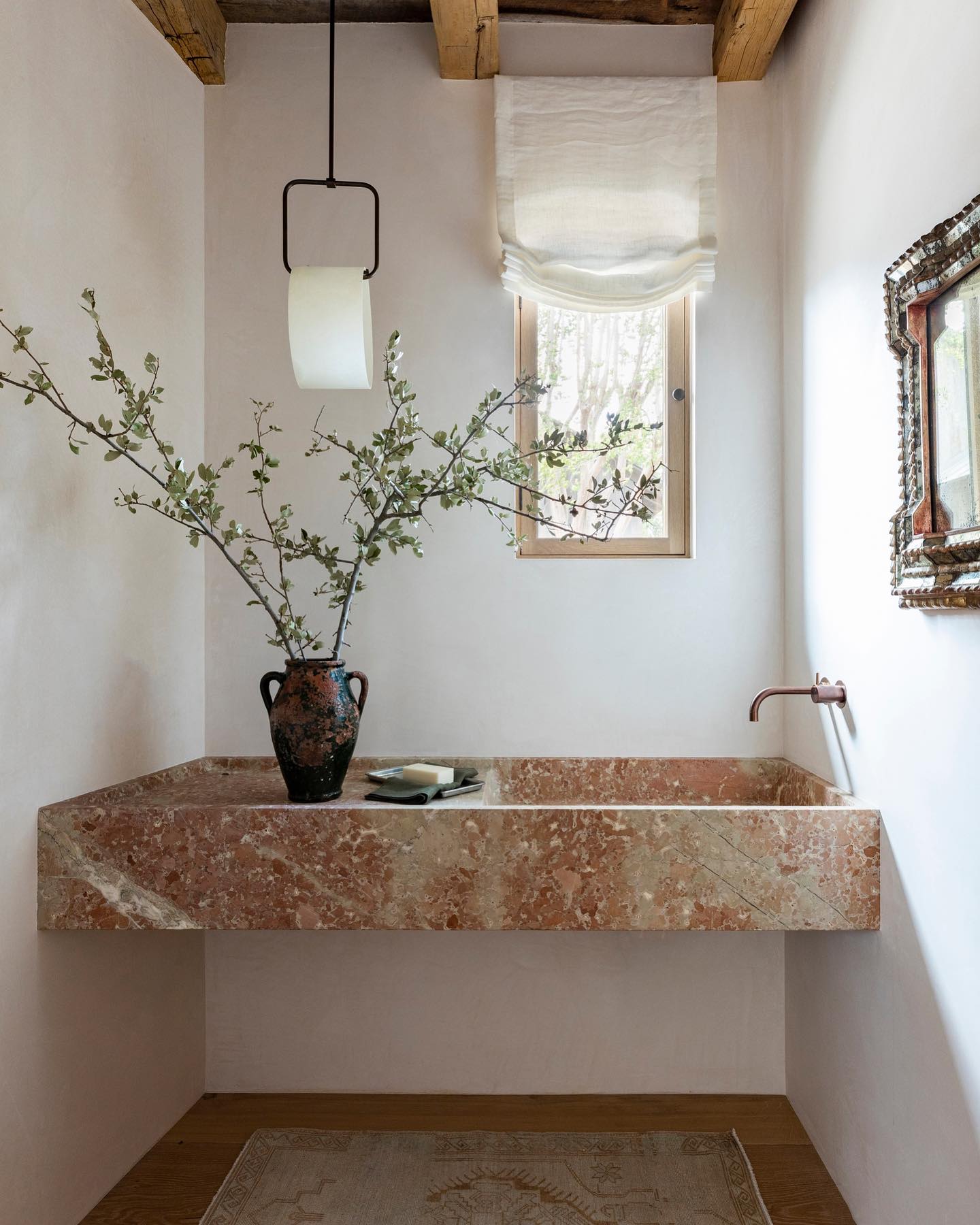 Modern rustic earthy luxe bath by Marie Flanigan Interiors.