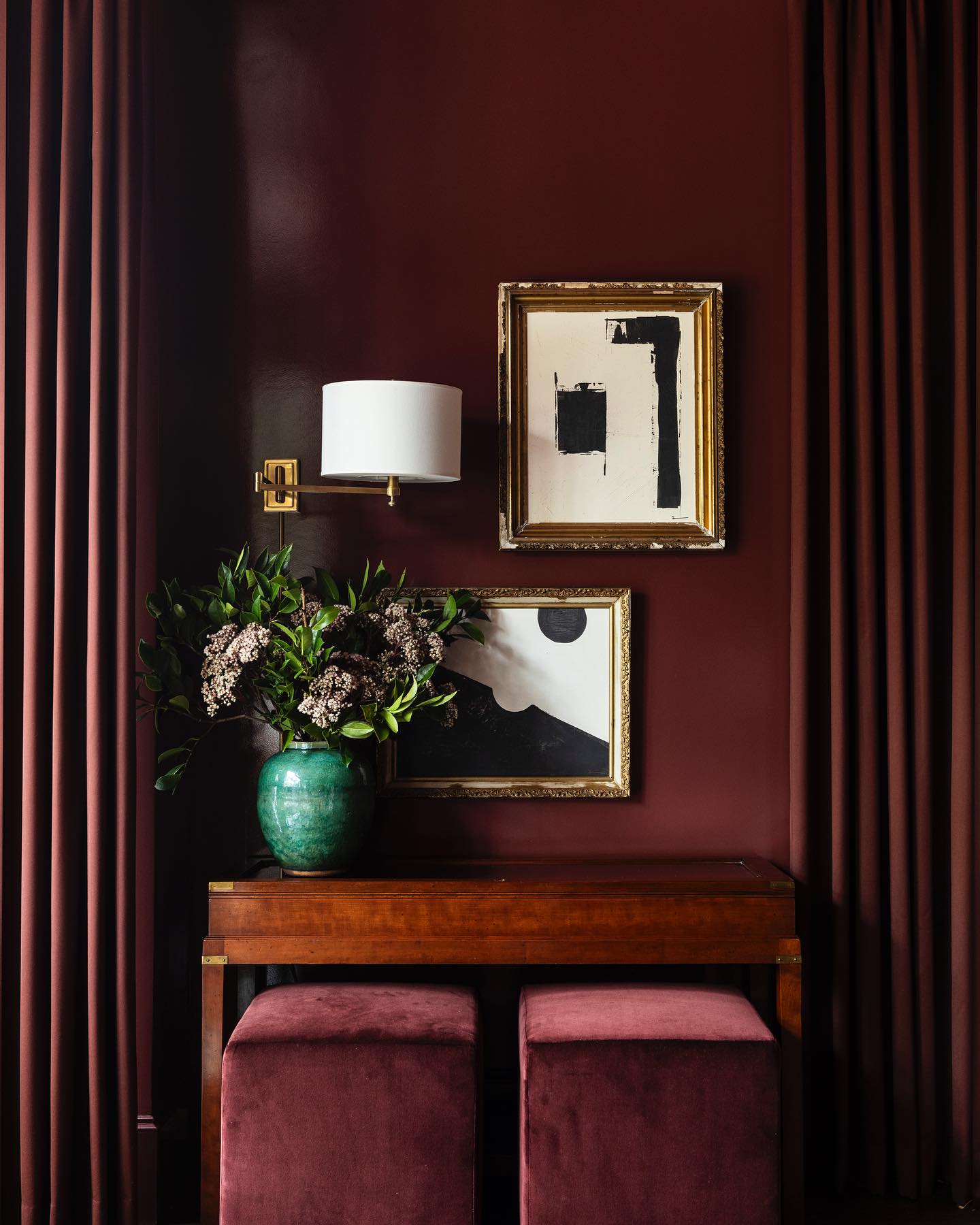 Dark moody vignette by Marie Flanigan Interiors.