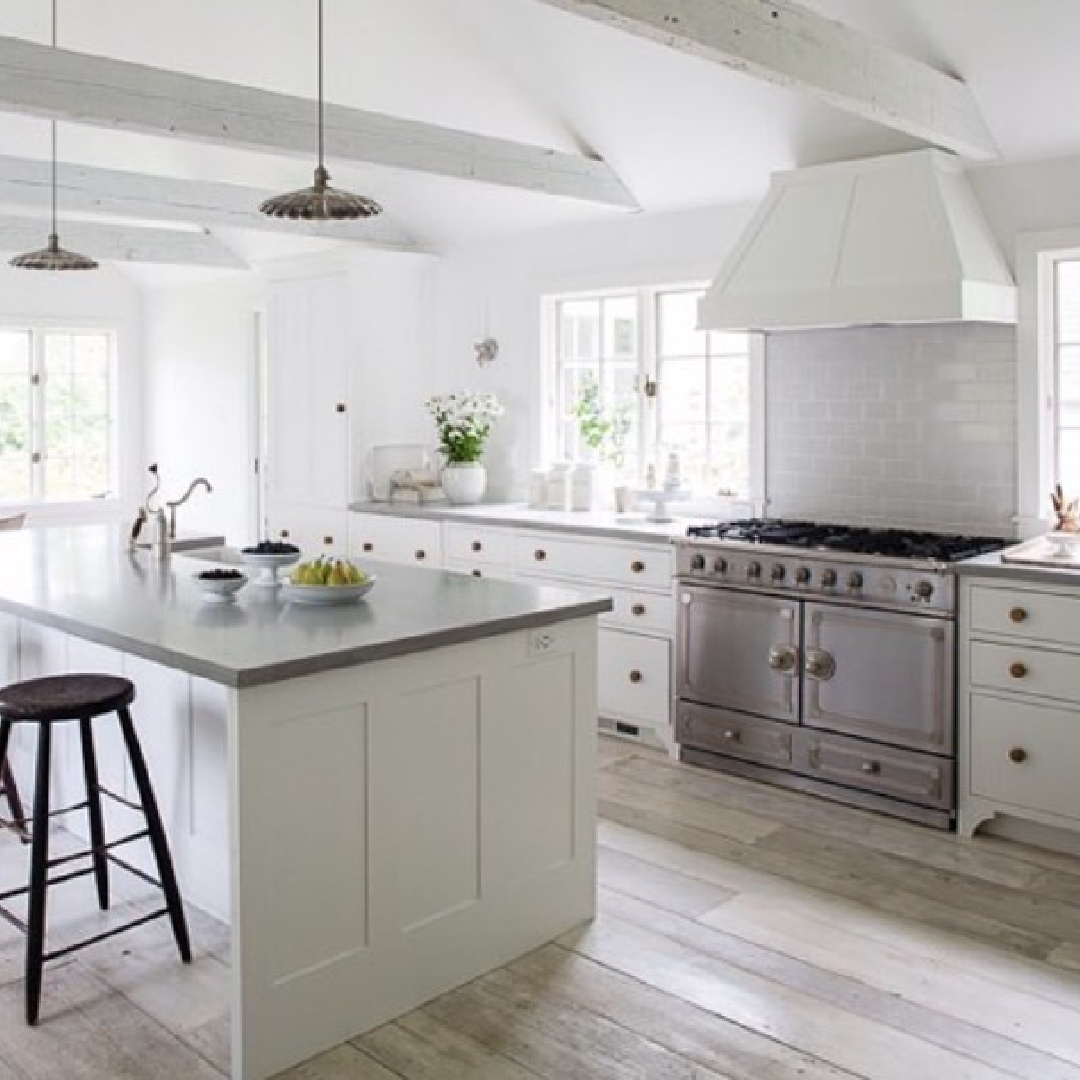 White New England farmhouse - Nancy Fishelson design; Helen Norman photo; styling @jlufkin for Country Living magazine. #americancountry #allwhitedecor