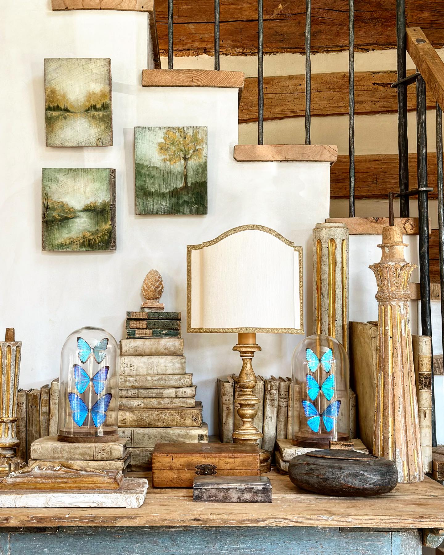 Brooke Giannetti's beautiful log cabin with antiques, European country treasures, and patina style. #brookegiannetti