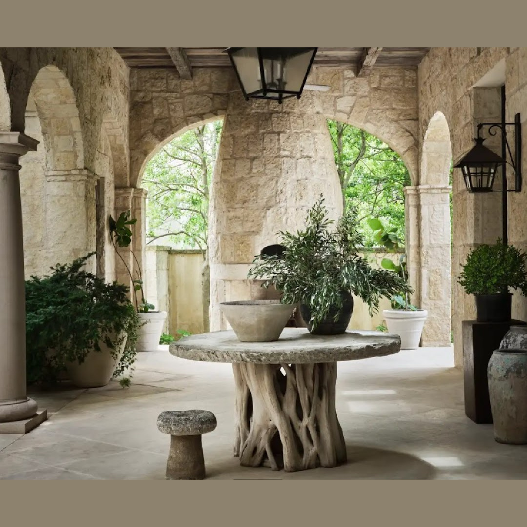 Chad Dorsey Design - rustic stone loggia (Photo: Douglas Friedman). #europeancountry #rusticluxe