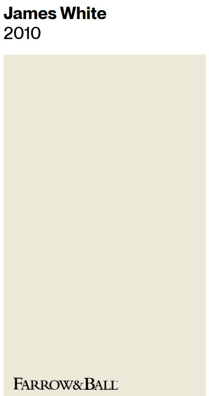 Farrow & Ball James White paint color swatch. #jameswhite #farrowandballjameswhite