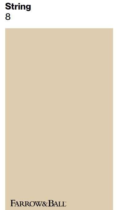 Farrow & Ball No. 8 String paint color swatch. #farrowandballstring #stringpaintcolor