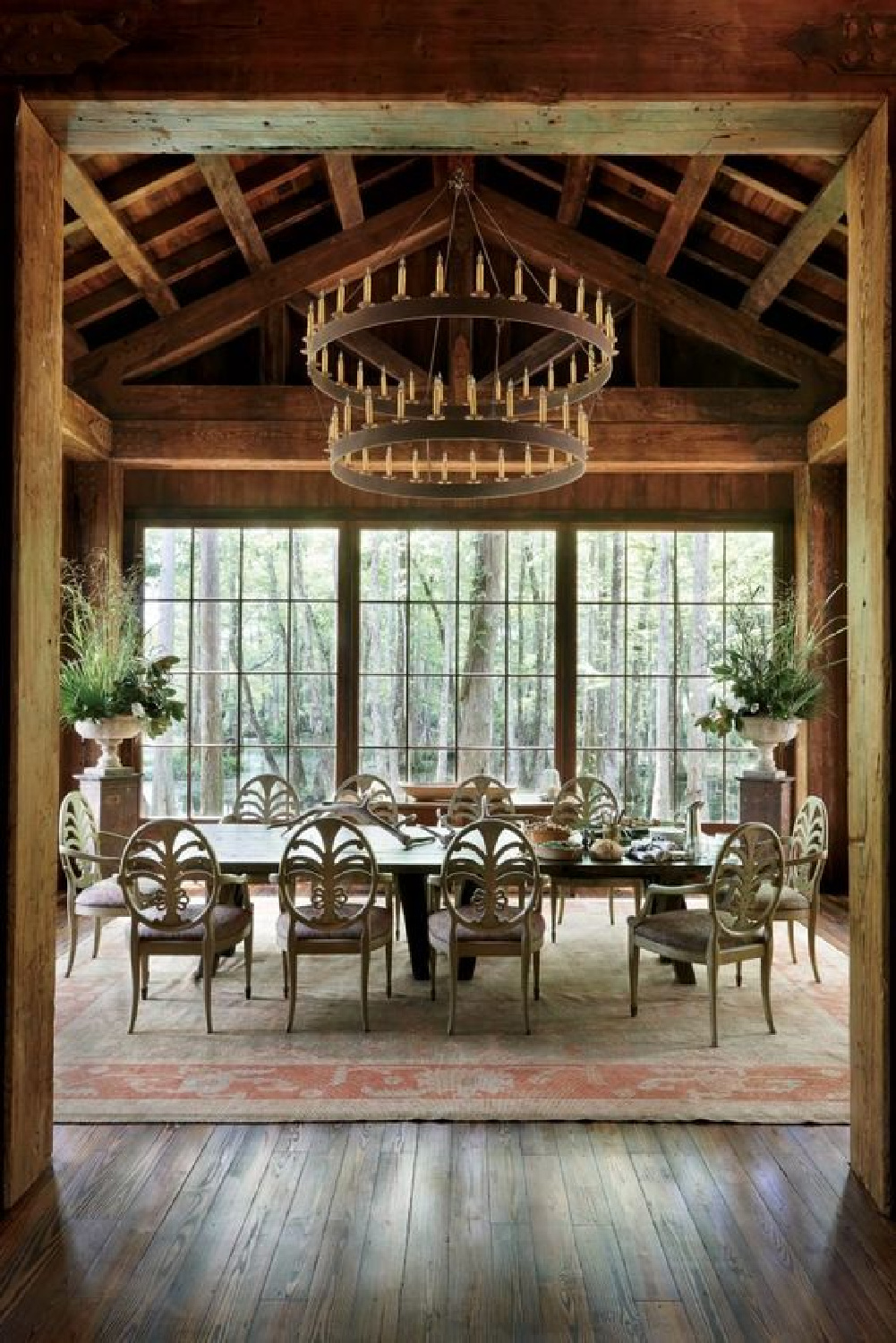 Garden and Gun - rustic party barn with luxurious design, warm woods, and stunning architecture.