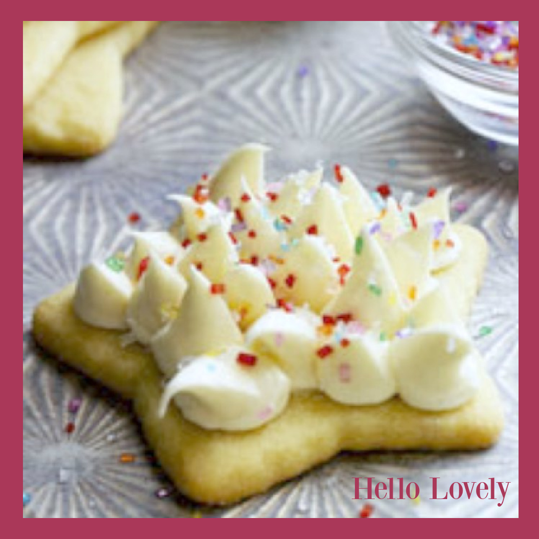 Hello Lovely's winning star cookie with buttercream in Country Home magazine. #christmascookies #winningcookierecipe