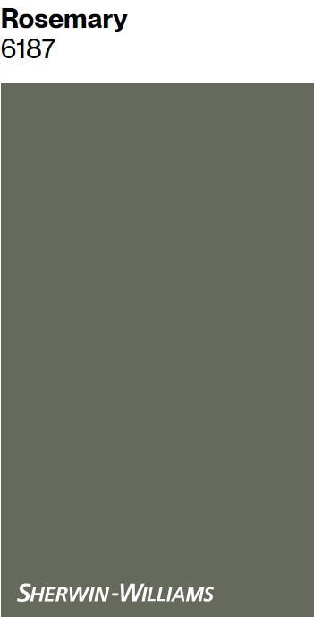 Sherwin Williams Rosemary paint color swatch. #swrosemary #olivegreenpaintcolor #sherwinwilliamsrosemary