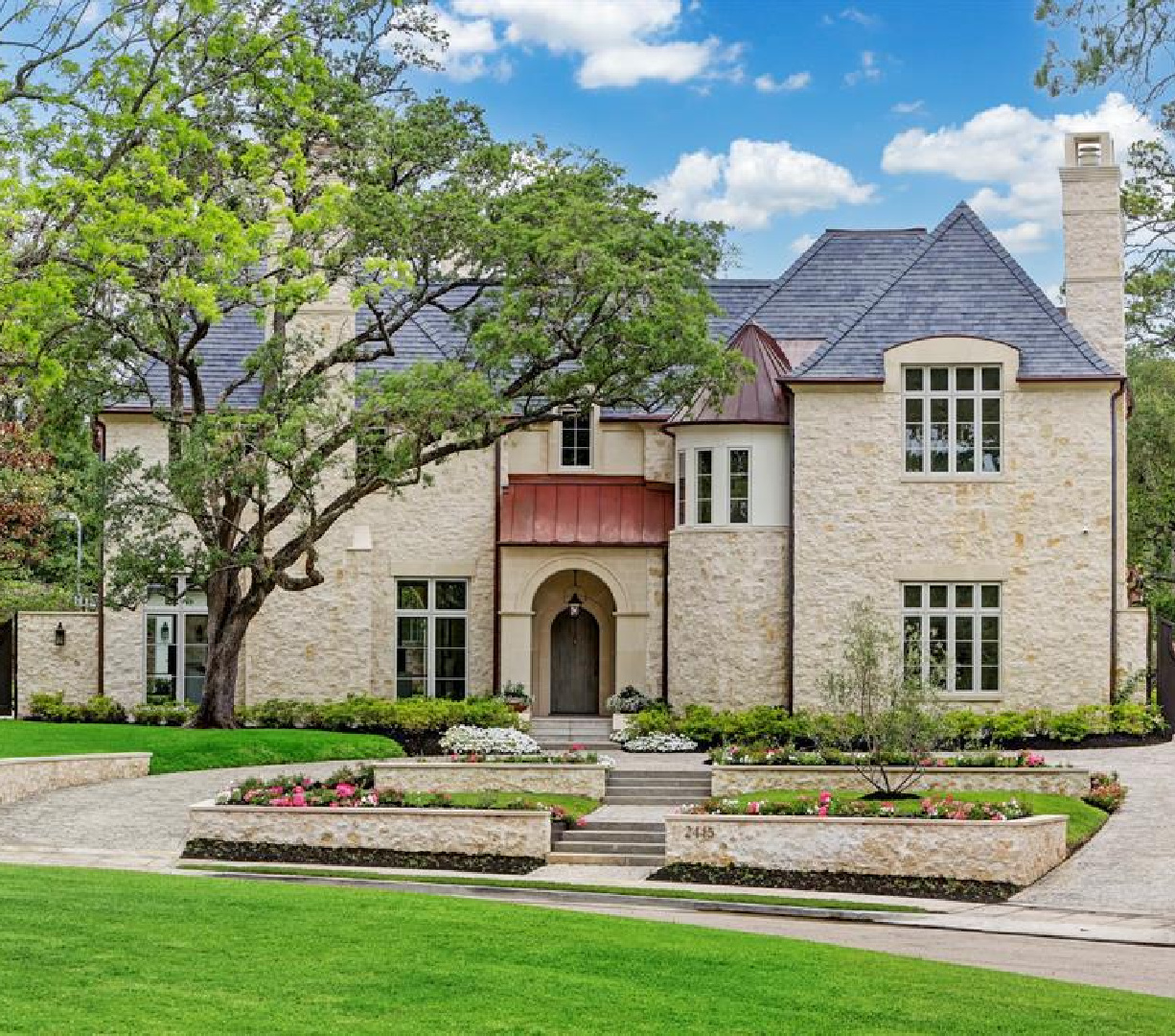 2445 Pine Valley Ct., Houston - Jennifer Hamelet of Mirador Builders; European style and interiors with reclaimed materials from Chateau Domingue. #europeanmanor #oldworldstyle