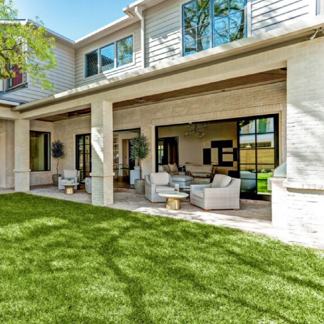 3637 Meadow Lake, Houston home by Elron with Chateau Domingue finishes, flooring, and paneled library by Segreto Finishes. #oldworldstyle #europeanarchitecture #houstonhomes