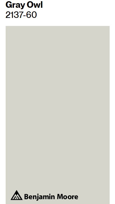Benjamin Moore Gray Owl paint color swatch. #bmgrayowl #benjaminmooregrayowl