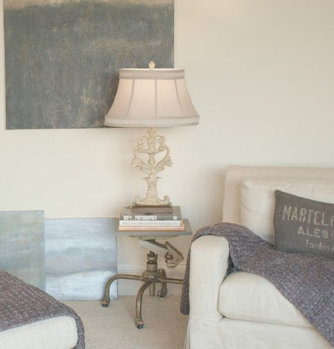 White Sand paint color in my Belgian style living room - Hello Lovely.