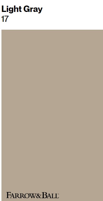 Farrow & Ball Light Gray No. 17 paint color swatch. #farrowandballlightgray