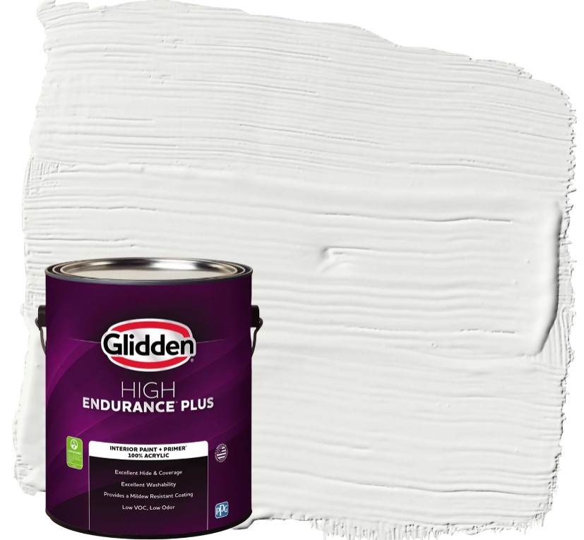 Glidden Grab-n-go White paint for use on drywall, masonry, wood, and metal. #gliddenwhite #whitepaintcolors