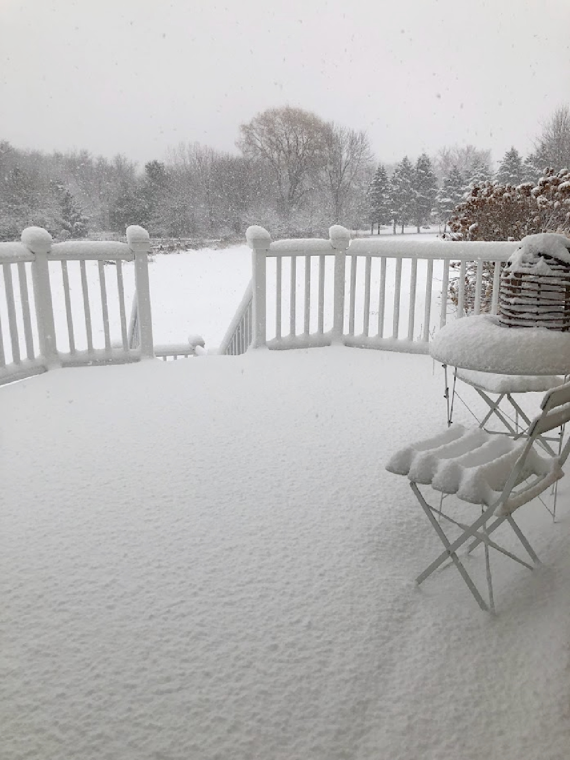 Snow on the white deck - Hello Lovely Studio. #hellolovelyhome