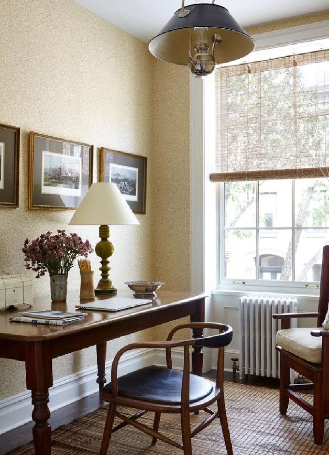 Traditional style home office with antique desk and chair - @mcgrath2. #homeoffice