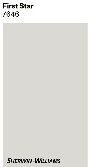 Sherwin Williams FIRST STAR 7646 paint color swatch. #sherwinwilliamsfirststar