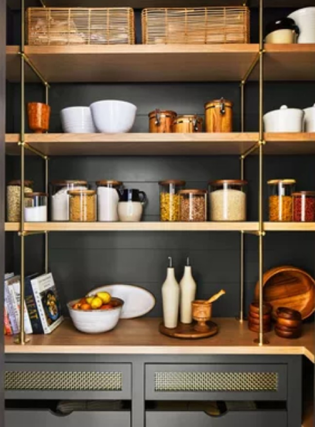 Sherwin Williams FORGED STEEL painted pantry by Laura Hodges Studio for Southern Living Idea House 2023. #forged steel #moodypaintcolors