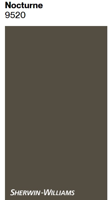 Sherwin Williams NOCTURNE paint color swatch. #sherwinwilliamsnocturne