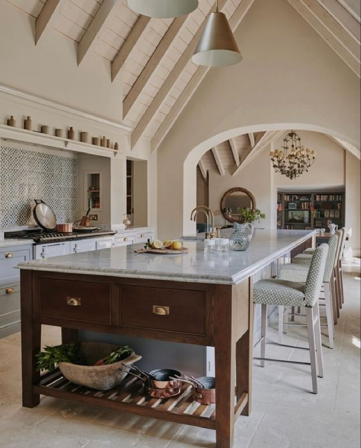Magnificent Sims Hilditch designed kitchen in a 17th century Cotswold manor house.