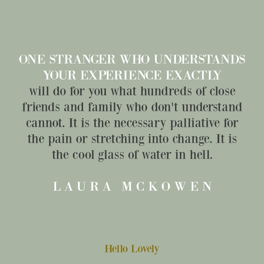 Laura McKowen (WE AR THE LUCKIEST) inspirational quote about sobriety, recovery, addiction, personal growth on Hello Lovely Studio.