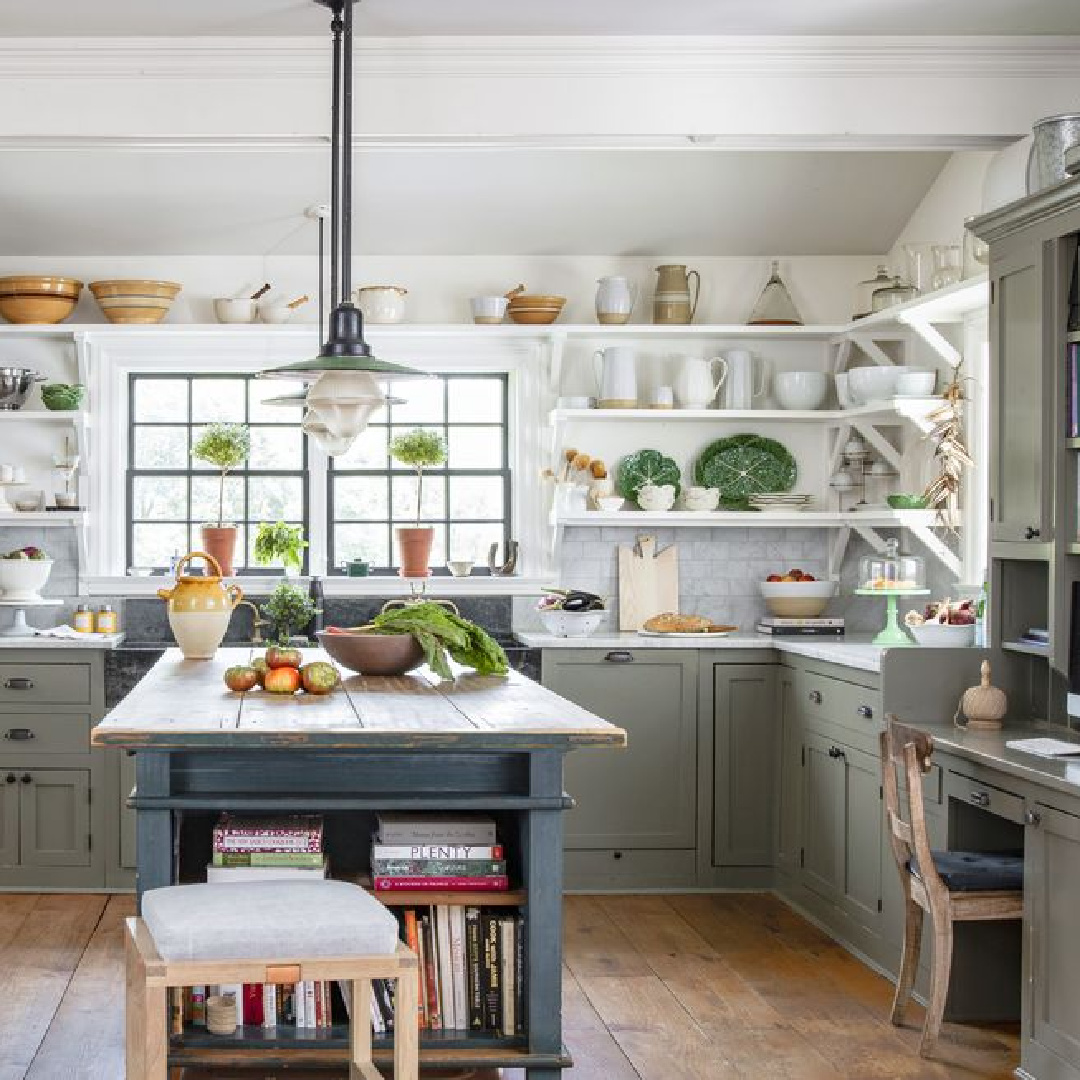 Benjamin Moore Gloucester Sage in a country kitchen by Helen Norman.