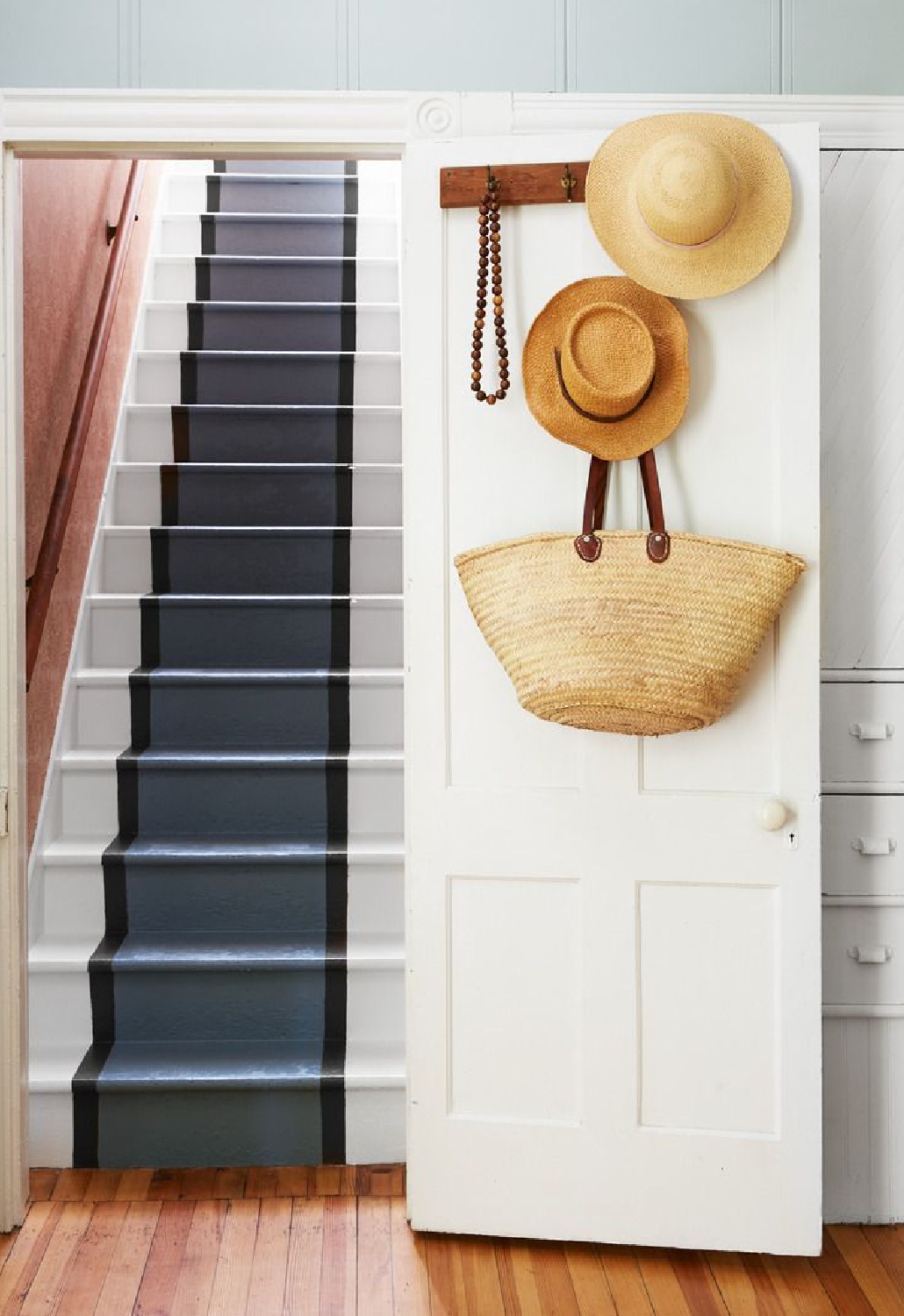 Painted stair runner in a country house - Country Living (Tara Done). #countrystaircase