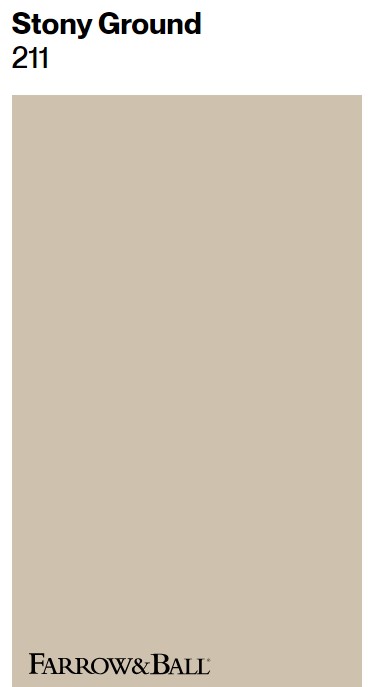 Farrow & Ball Stony Ground 211 paint color swatch. #farrowandballstonyground