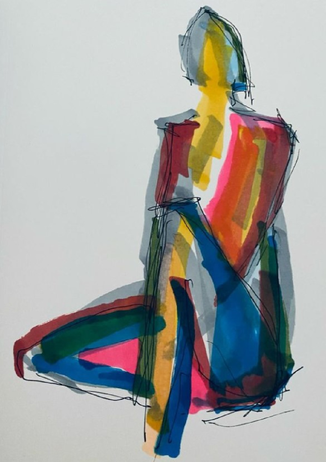 Holly Irwin fine art with colorful abstract figure - Hello Lovely Studio.