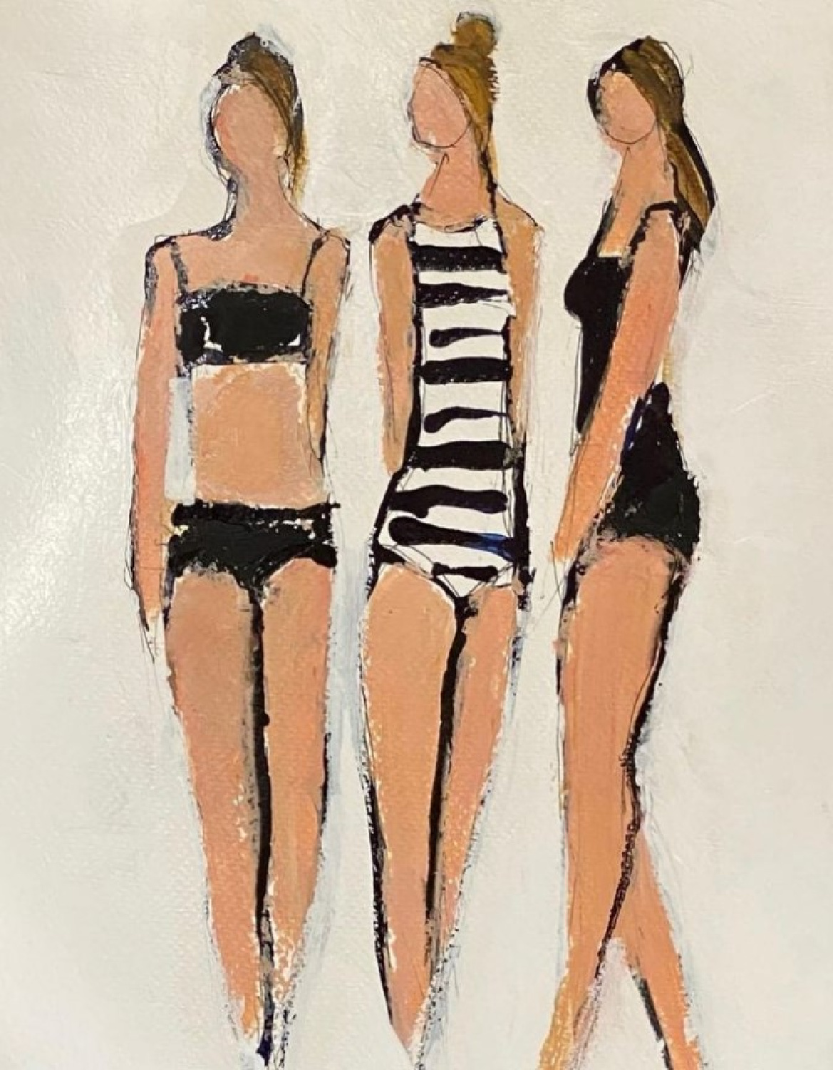 Holly Irwin fine art of three women in swimsuits on Hello Lovely Studio.