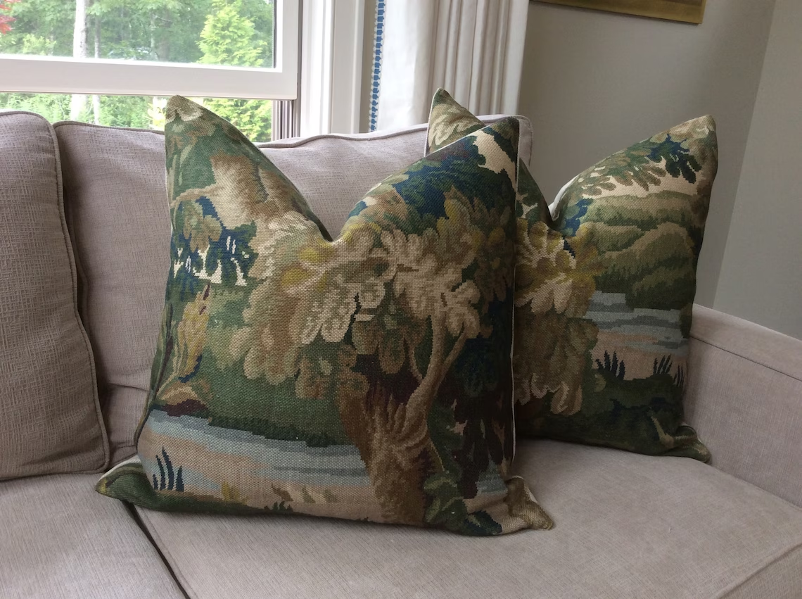 Cowtan and Tout Richmond fabric in antique blue throw pillow by AccentMarks on Etsy. #cowtanandtout #richmondpillows
