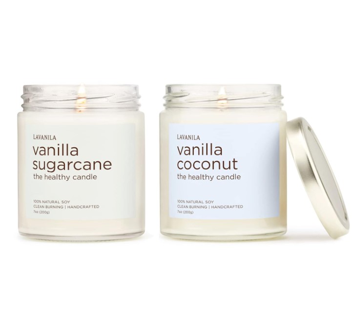 Lavanilla Vanilla Sugarcane and Vanilla Coconut healthy soy candles. #healthycandles #scentedcandles #coconutcandle
