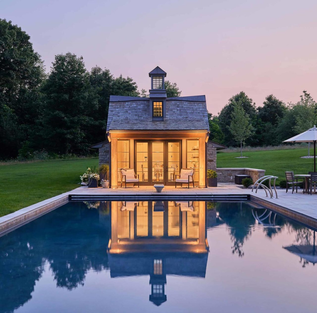 Pool pavilion with architecture by Michael Abraham.