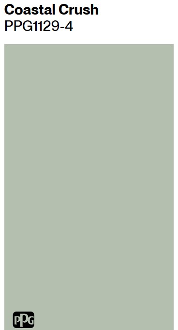 PPG Coastal Crush green paint color swatch. #ppgcoastalcrush #sagegreenpaintcolor