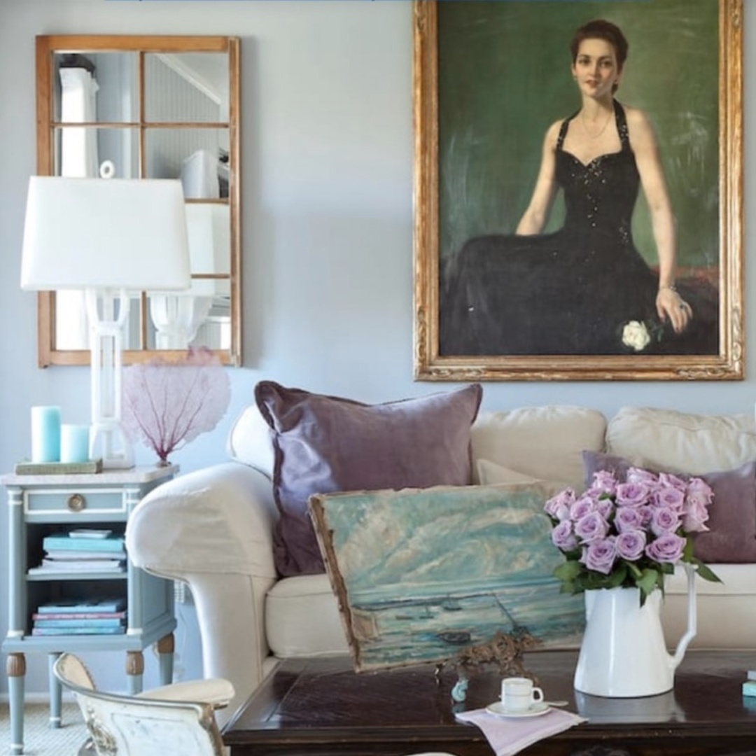 From Fifi O'Neill's THE ROMANTIC HOME with charming homes embodying cozy atmosphere, collections, and gentle color stories. #romanticinteriors #fifioneill #theromantichome