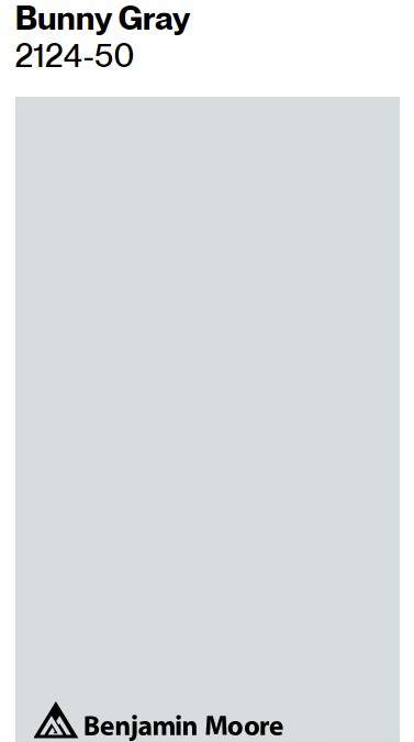 Benjamin Moore Bunny Gray paint color swatch. #benjaminmoorebunnygray