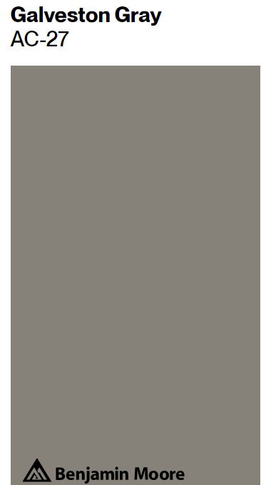 Benjamin Moore Galveston Gray paint color swatch. #benjaminmooregalvestongray