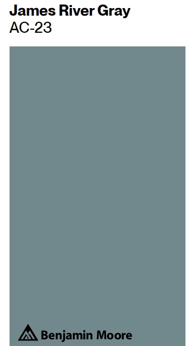 Benjamin Moore James River Gray blue paint color swatch. #jamesrivergray