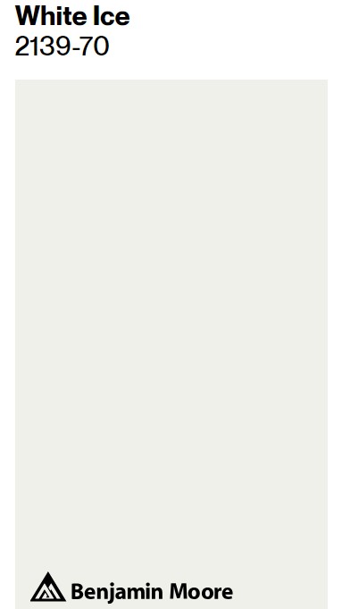 Benjamin Moore White Ice paint color swatch. #benjaminmoorewhiteice