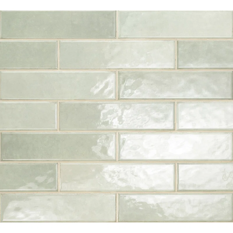 Glossy ceramic subway tile in Jade color. #greentile #greenbacksplash #subwaytile