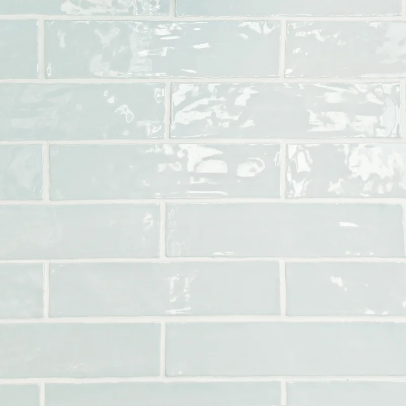 Light blue ceramic subway tile